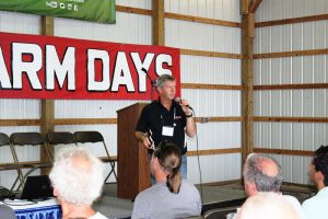Larry Smart, PhD, representing Cornell, spoke about growing hemp at Empire Farm Days. Photo by Deborah Jeanne Sergeant.
