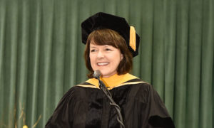 Marnie LaVigne, president and CEO of Launch NY, spoke recently at SUNY Oswego’s December commencement.
