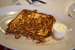 The French toast ($3.59 or $1.20 for one) is unapologetically basic.