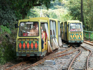 Scenic train, a converted Japanese mining train, takes visitors through Wulai, an aboriginal village near Taipei.