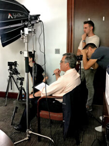 Chirello directs a commercial for one of his clients.