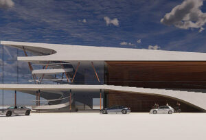 Artist rendering of proposed performing arts center.