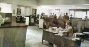 Main lobby of Fulton Savings Bank. circa 1980.