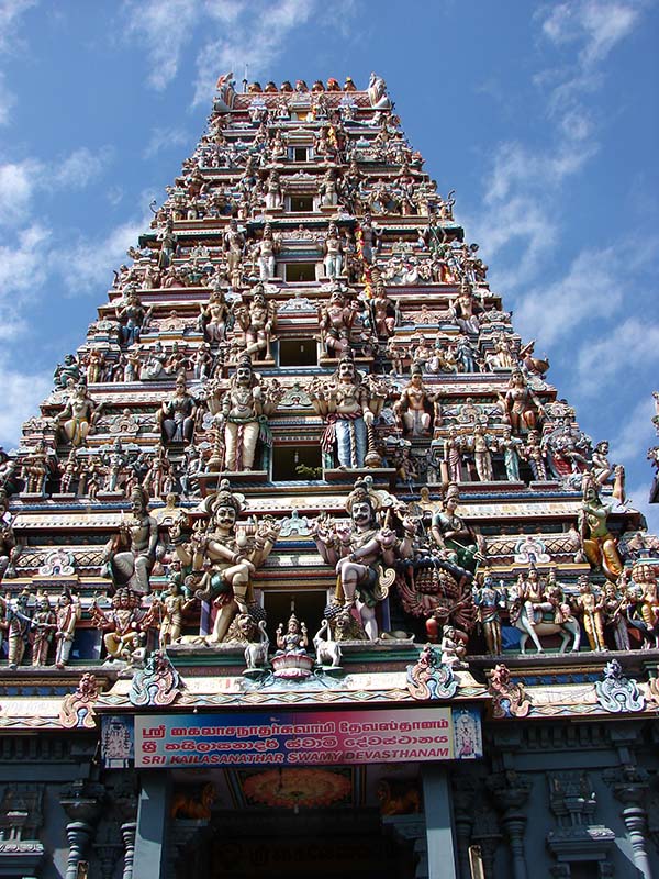 An ornate hindu temple in Colombo, capital of Sri Lanka.